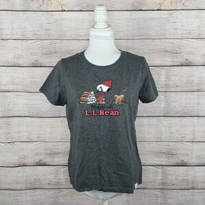 LL Bean Peanuts Collab Snoopy Maine Gray Short Sleeve T-Shirt Medium Lumberjack
